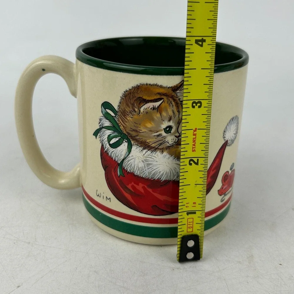 Vintage Potpourri Press 1989 Tabby‎ Kitten Santa Hat Christmas Coffee Tea Mug